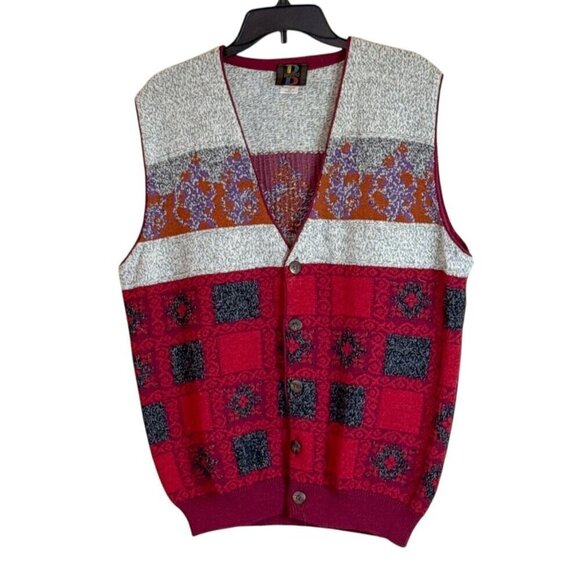 Vintage Baffo Men's Wool Blend Button Up Sleeveless Vest Italy Size Large - Picture 7 of 7